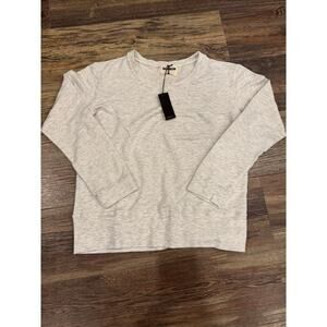 Monrow Classic Sweatshirt, Terry, Fleece, Lightweight, Large Grey Gray